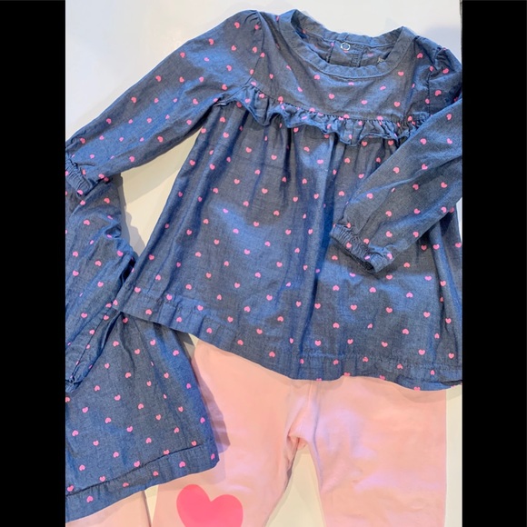 1 Carters denim heart print shirt & leggings - Picture 2 of 3